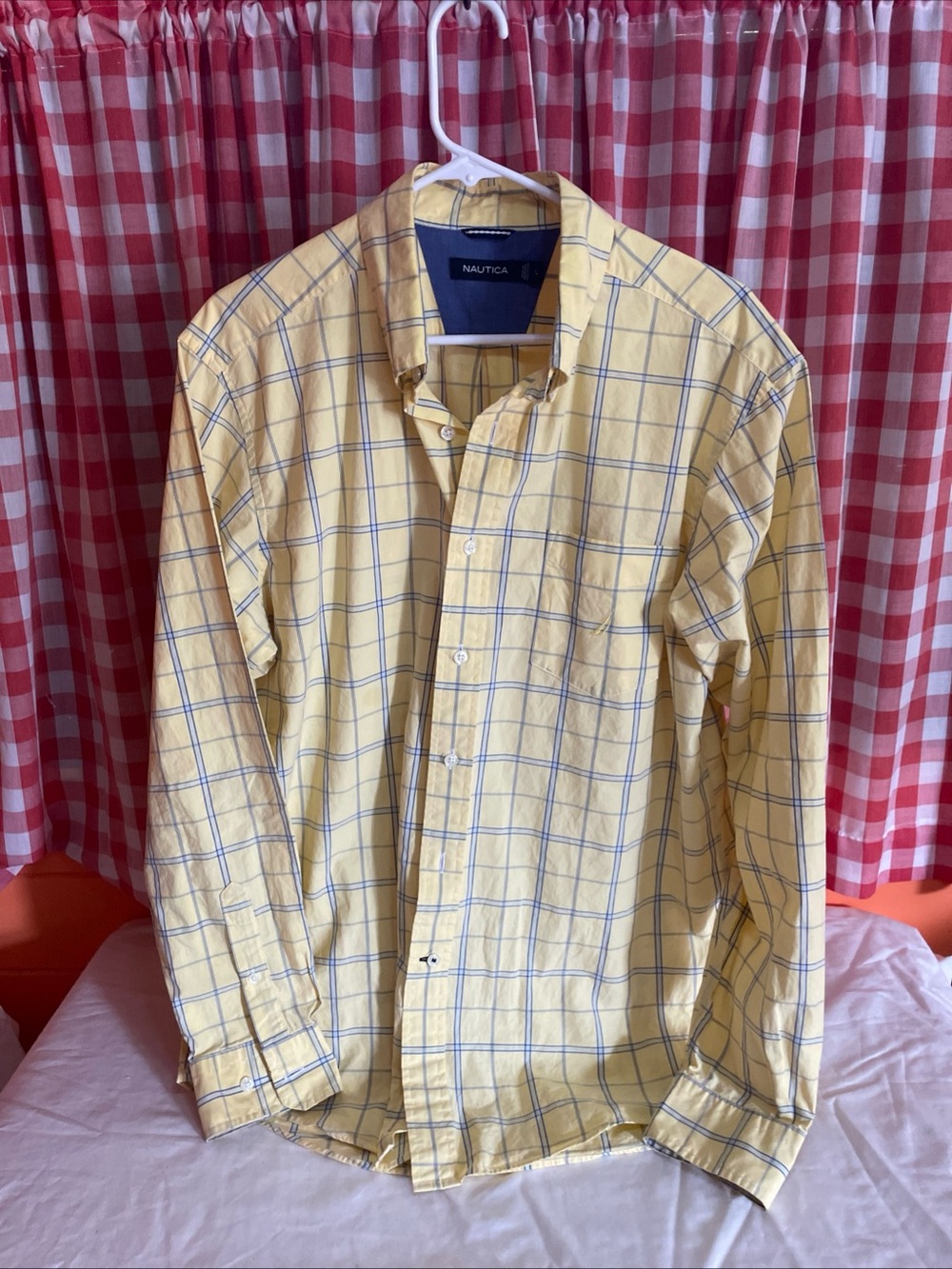 Nautica Men's Yellow Plaid Button-Down Shirt